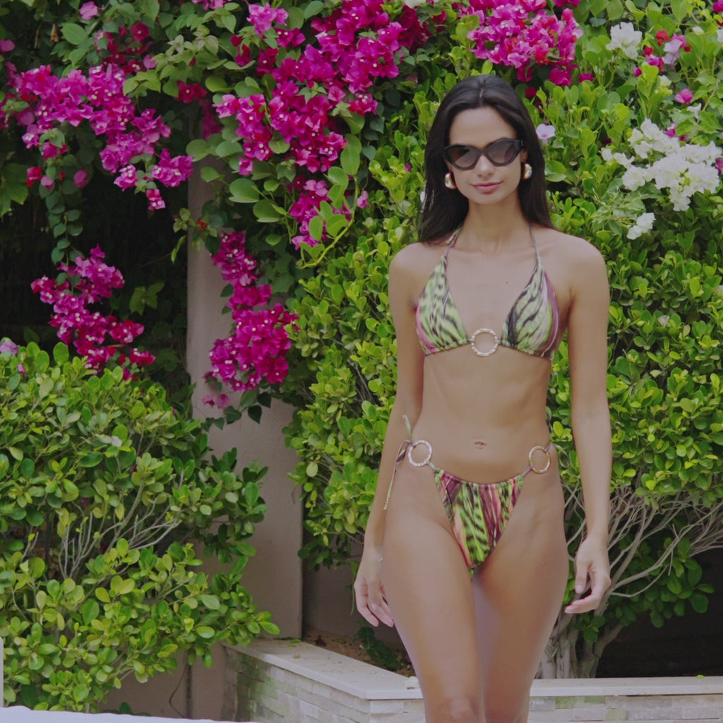 Ruched bikini bottoms product of PalmaDusa.  Bikini dress.